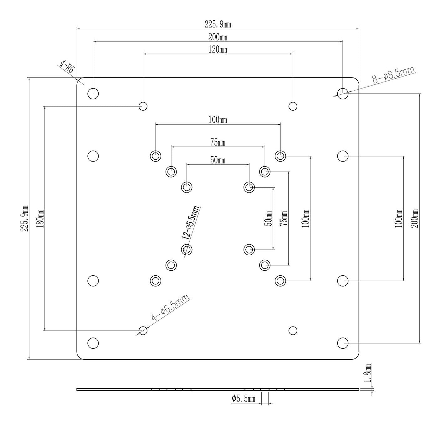 Aisens Adaptador Vesa 200x200 Para Monitor/Tv, Negro
