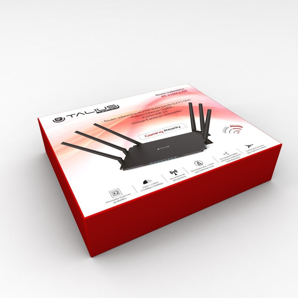 EAN 8436550234169 - TALIUS RT-2100GLAN router inalámbrico Gigabit Ethernet Doble banda (2,4 GHz / 5 GHz) Negro imagen 4