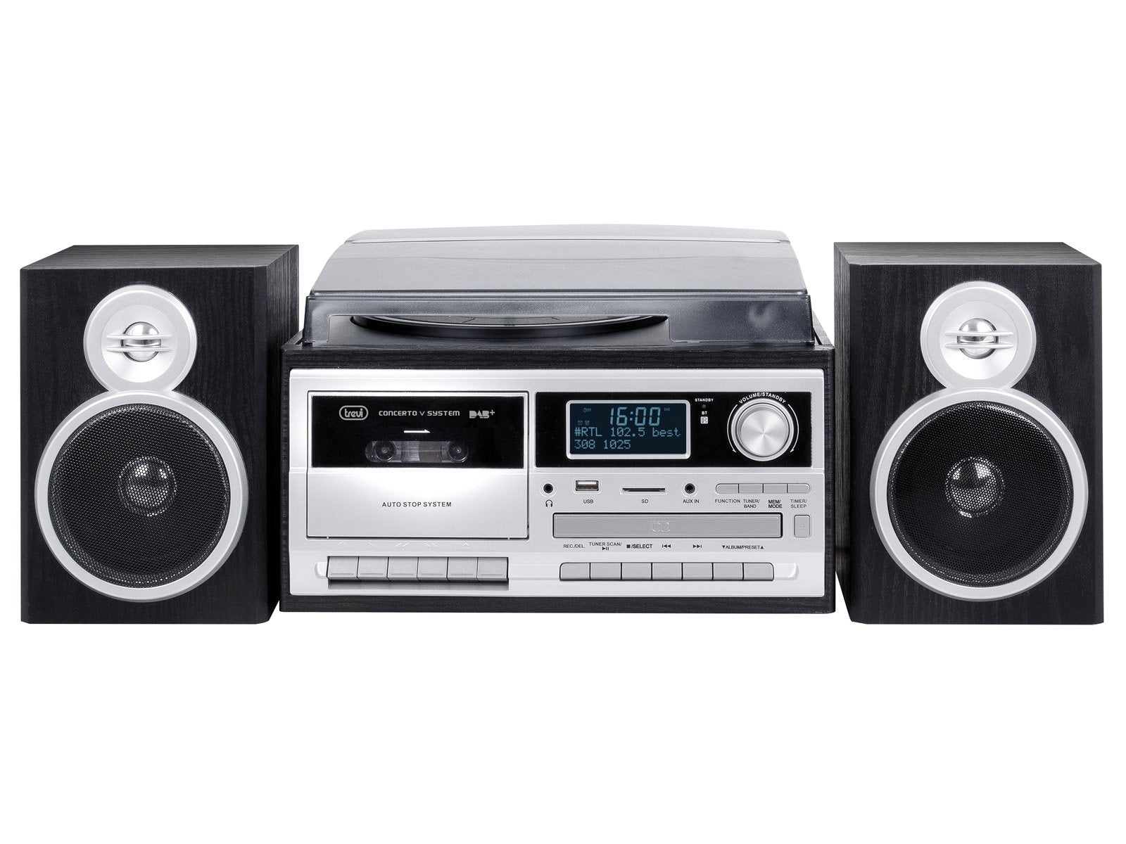 EAN 8011000025841 - Trevi TT 1072 Tocadiscos de tracción directa Negro, Plata Semiautomático imagen 2