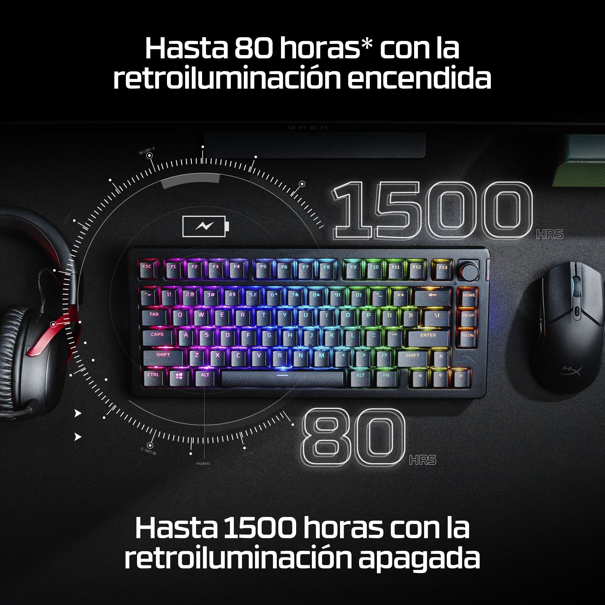 EAN 0197498745510 - HyperX Alloy Rise 75 Wireless Keyboard teclado Juego RF Wireless + Bluetooth Negro imagen 7