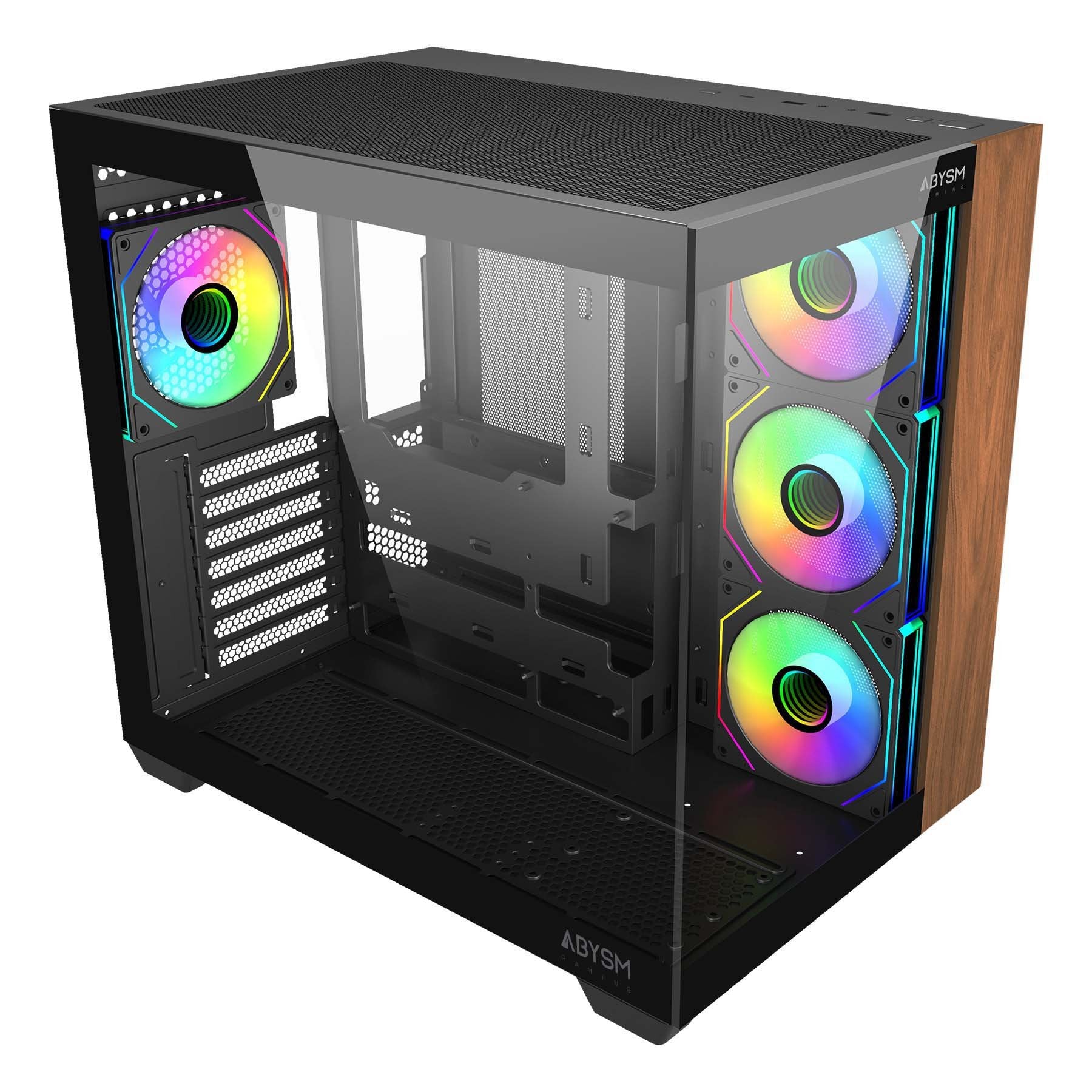 Caja Pc Abysm Danube Sava Nature 285b Black Argb Torre Atx, Itx, Micro Atx - Lateral Y Frontal Cristal Templado - 3.5" Y
