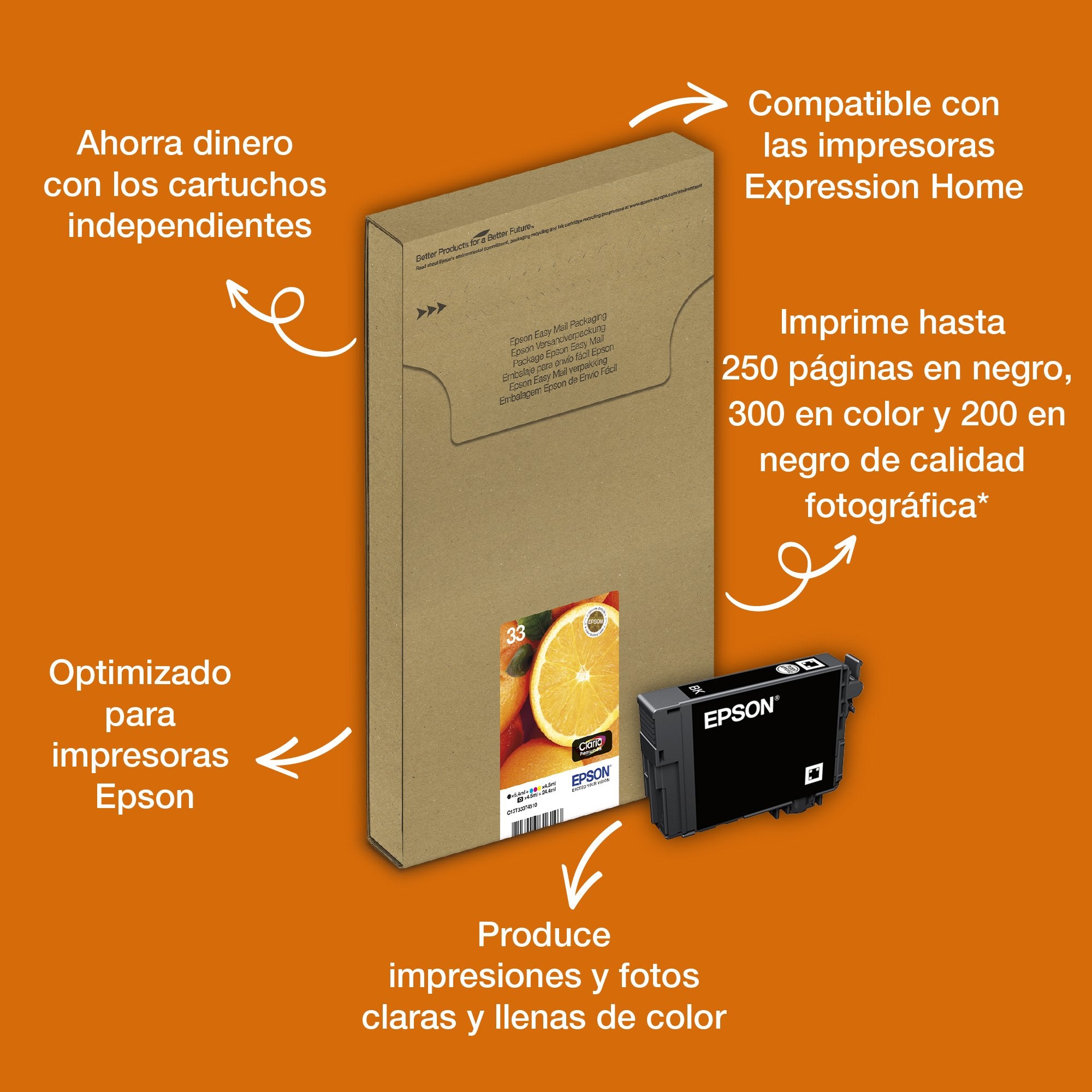 EAN 8715946616193 - Epson Oranges C13T33374510 cartucho de tinta 1 pieza(s) Original Rendimiento estándar Negro, Foto negro, imagen 3