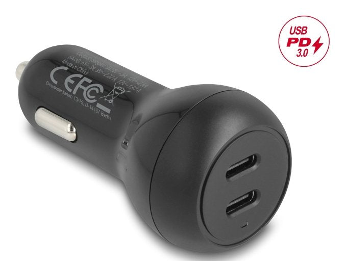 Delock Kfz Ladeadapter 2 X Usb Type-C Pd 3.0 Mit 40 W