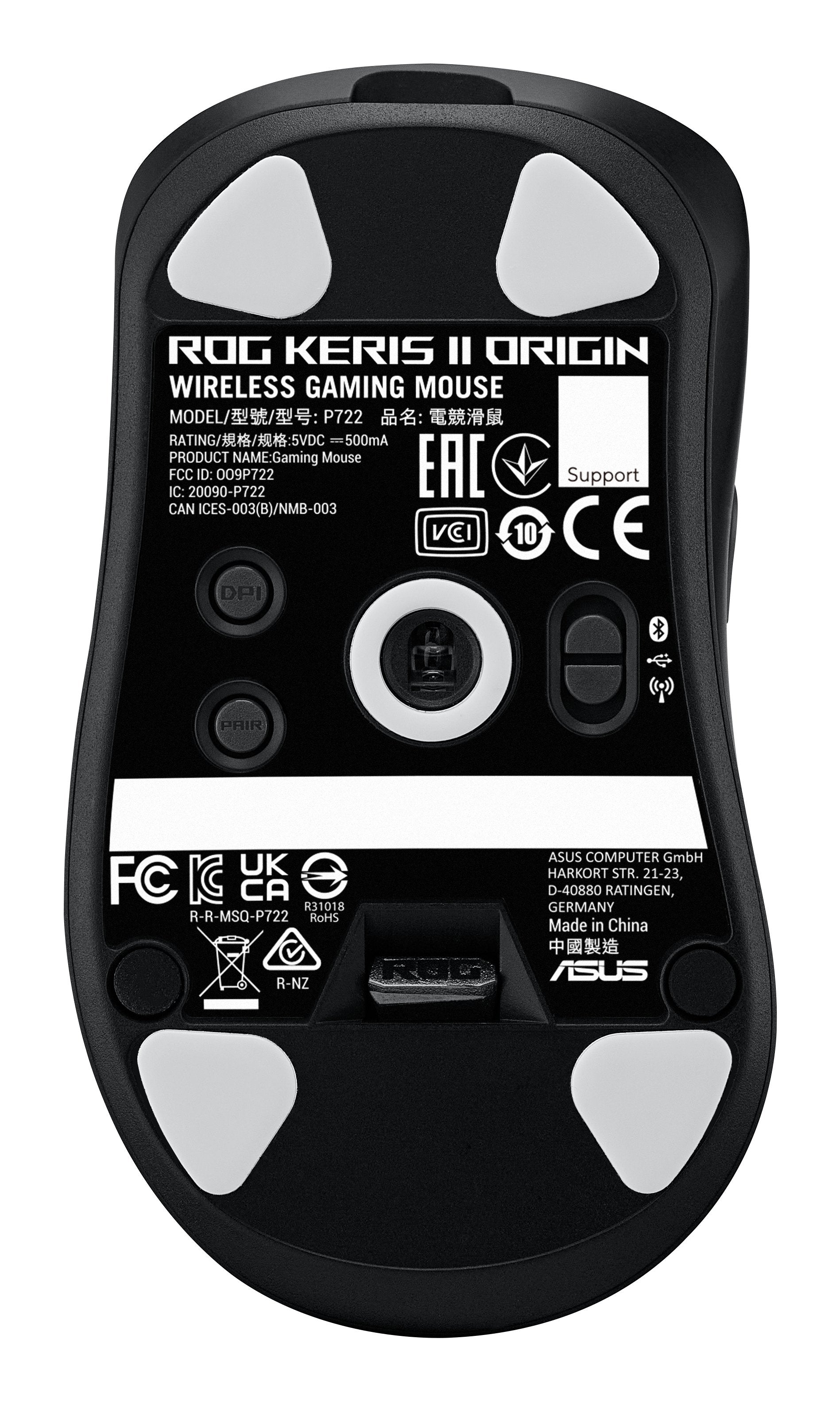 EAN 4711387951224 - ASUS ROG Keris II Origin BLK ratón Juego mano derecha RF Wireless + Bluetooth + USB Type-A Óptico 42000 D imagen 2