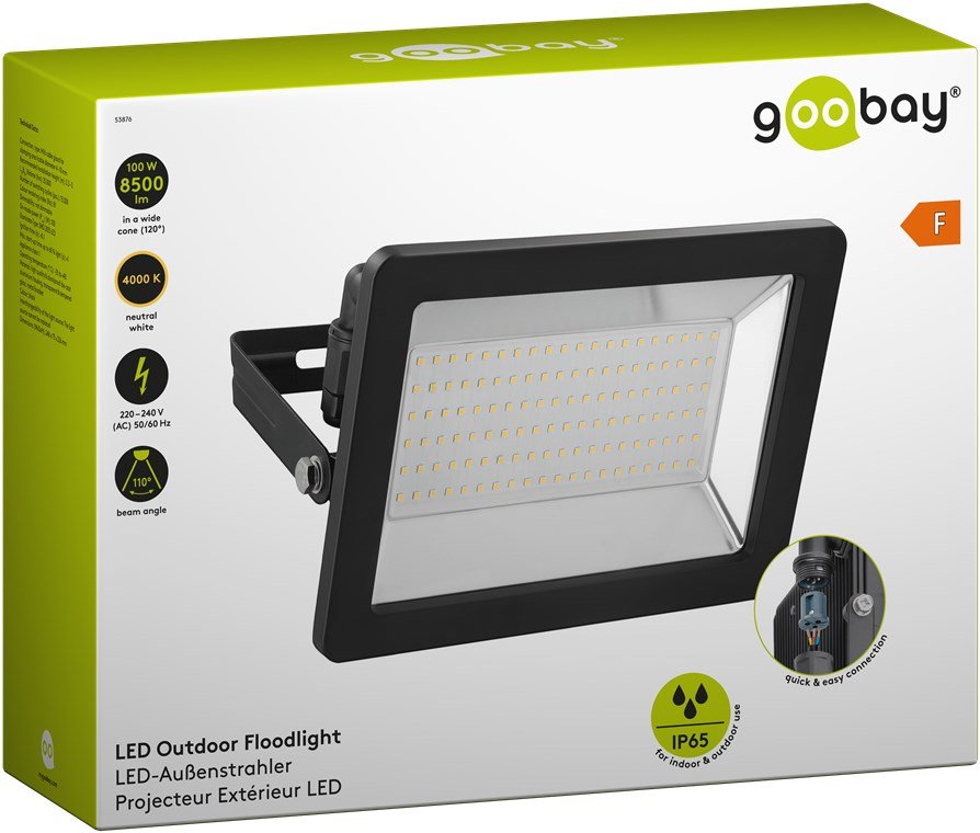 Proyector De Exterior Led, 100w
8500 Lm, Luz Blanca Neutra (4000 K) Y Prensaestopas M16, Apto Para Exteriores (Ip65)