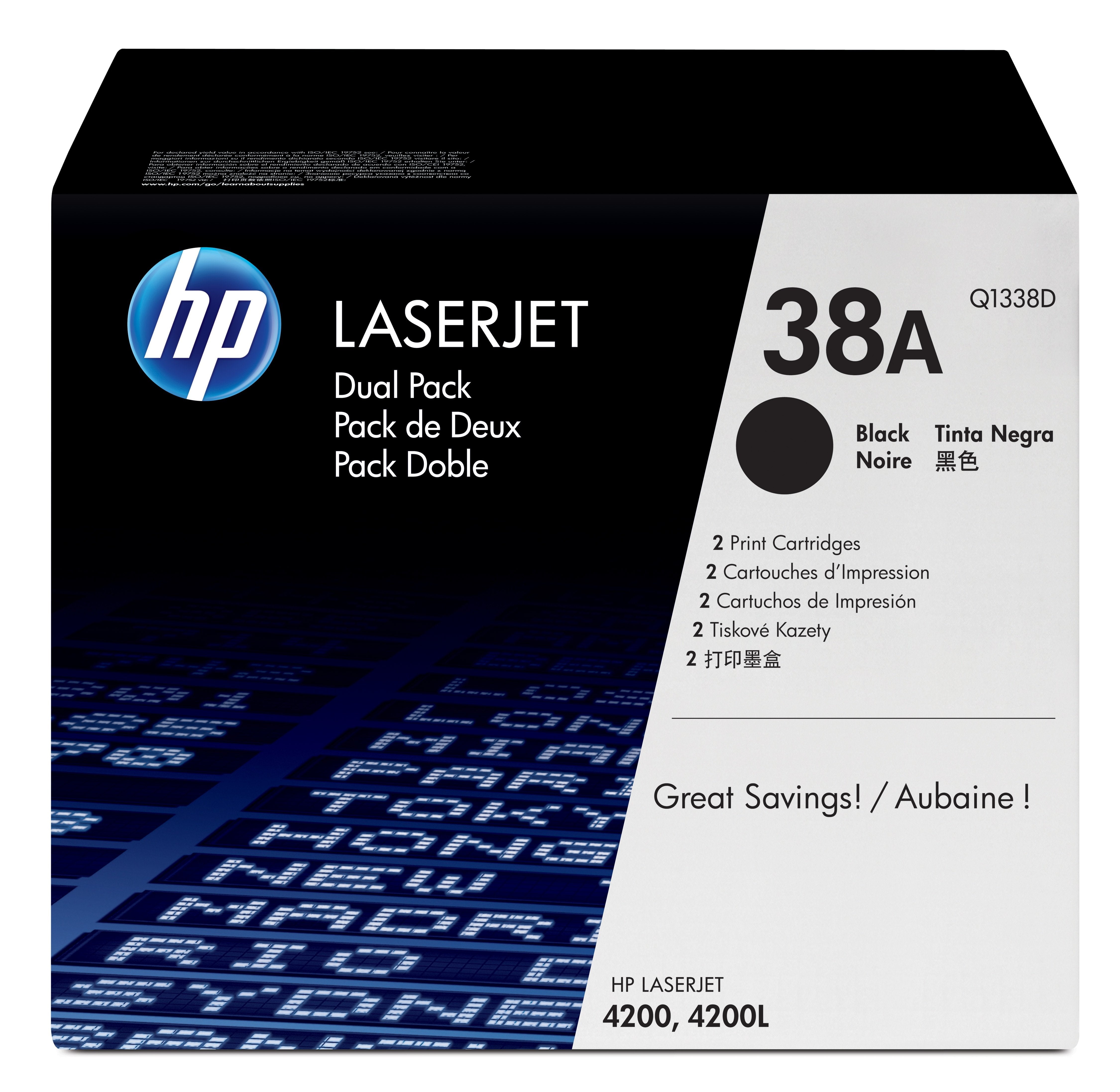 Hp Toner Patrone - Doppelpack - Q1338d - No.38a - Schwarz - Je 12.000seiten