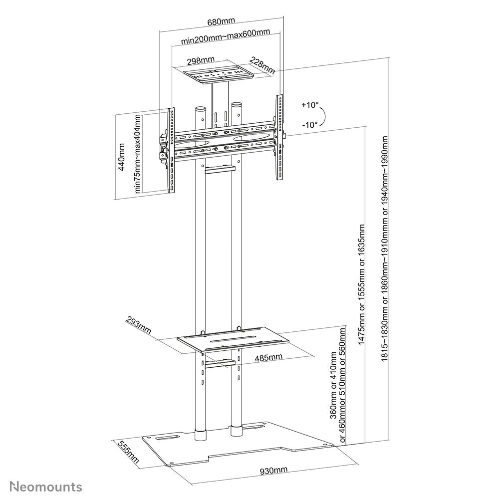 Soporte De Suelo Para Pantalla Plana Newstar Plasma-M1700es (55 ")