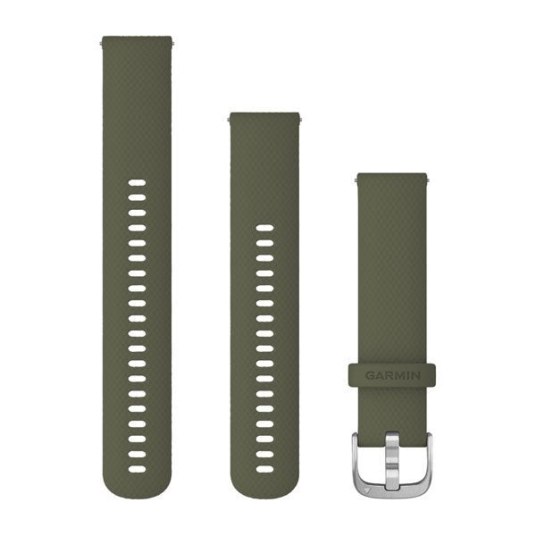 Garmin Ersatzarmband 20mm Silikon Moosgrn Silber Schnalle