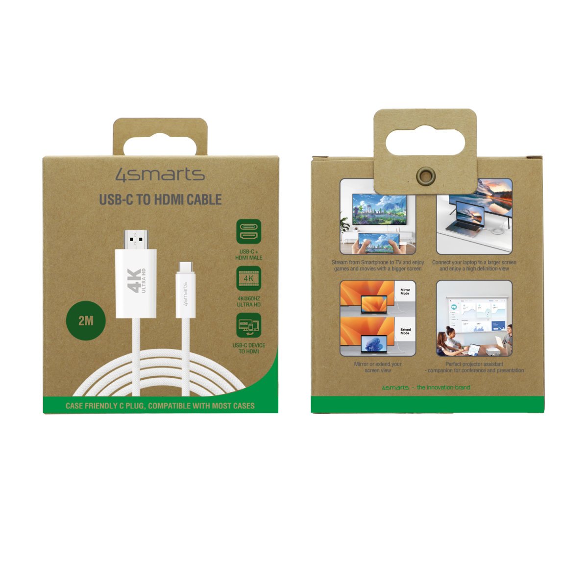 EAN 4252011907687 - 4smarts 540955 cable HDMI 2 m USB C HDMI tipo A (Estándar) Blanco imagen 4