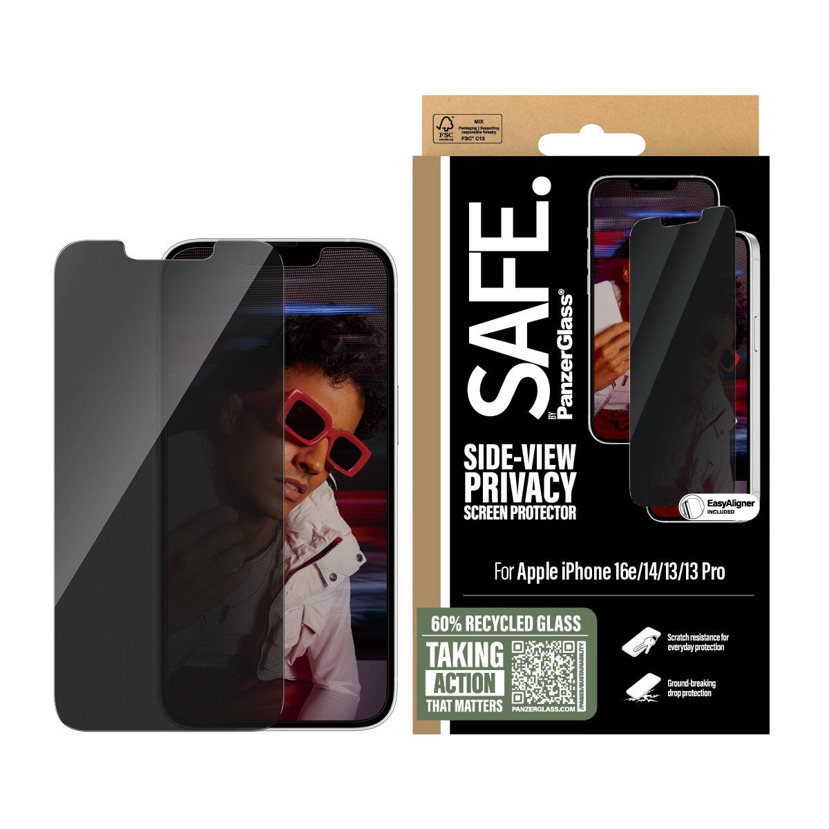 EAN 5715685021107 - PanzerGlass SAFE. by ® Privacy Screen Protector iPhone 16e | 14 | 13 | 13 Pro | Ultra-Wide Fit w. EasyAli imagen 2