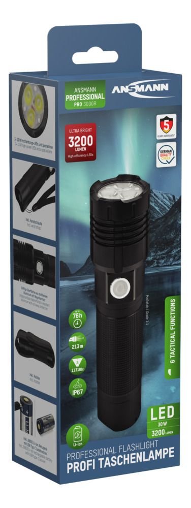 Linterna Ansmann Pro 3000r Metal, 3x10w Led 1600-0445