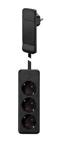 Bachmann Smartplug Flachstecker, Mit 3x Schutzkontakt Steckdosenleiste, Schwarz, 1,6 M