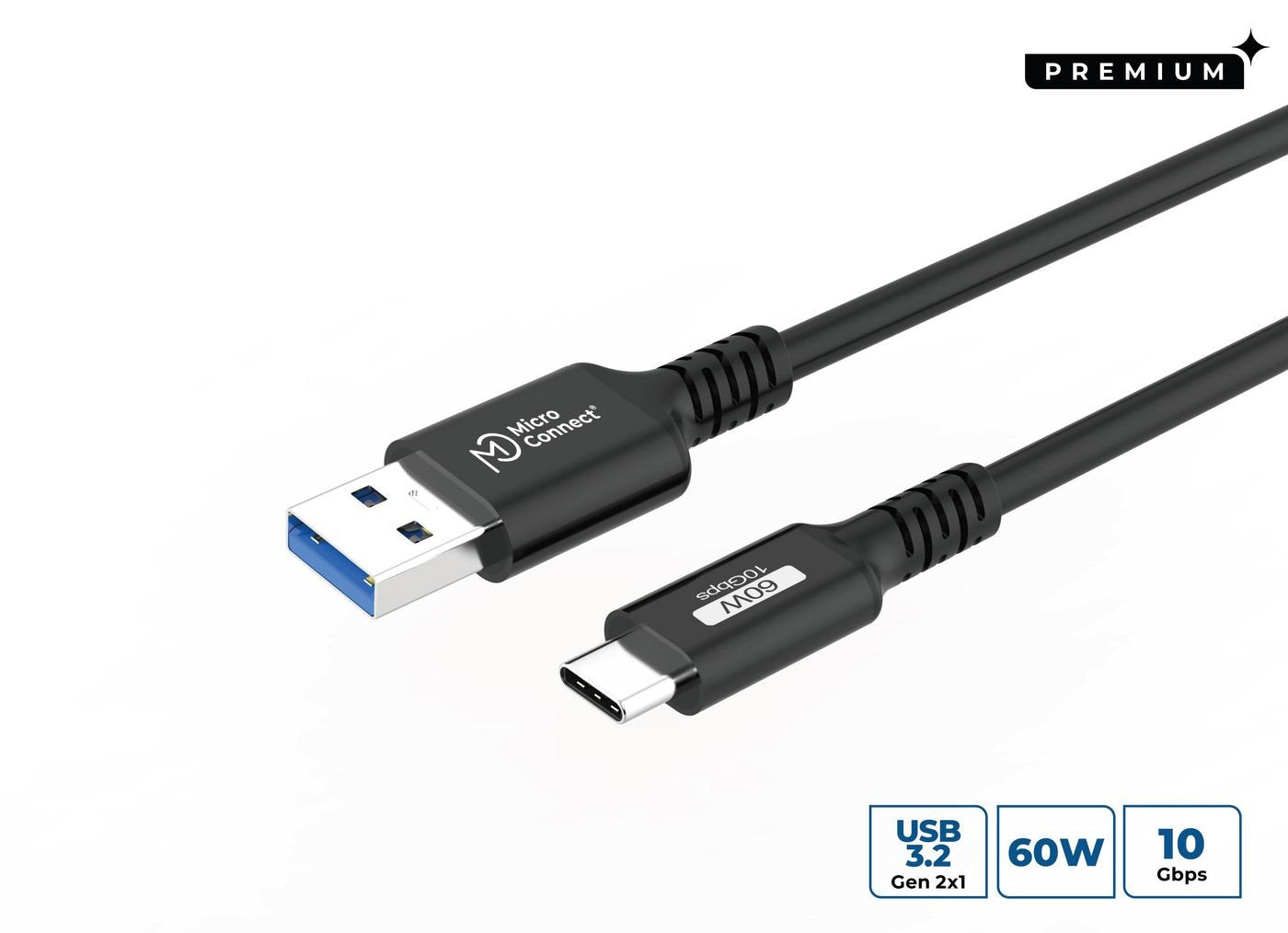 Premium Usb-C To Usb-A Cable 3m, 10gbps, 60w