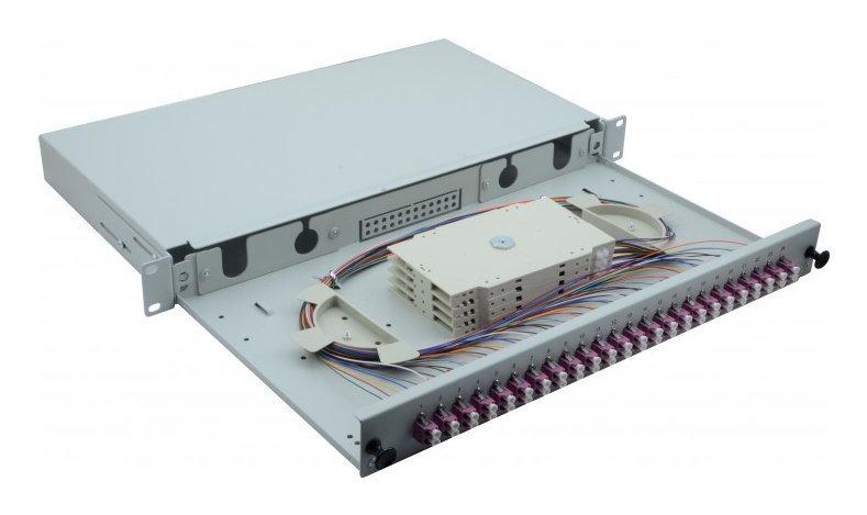 Helos Lwl 19" Spleissbox 24 X Lc Duplex Om4, Spleissfertig, Gris