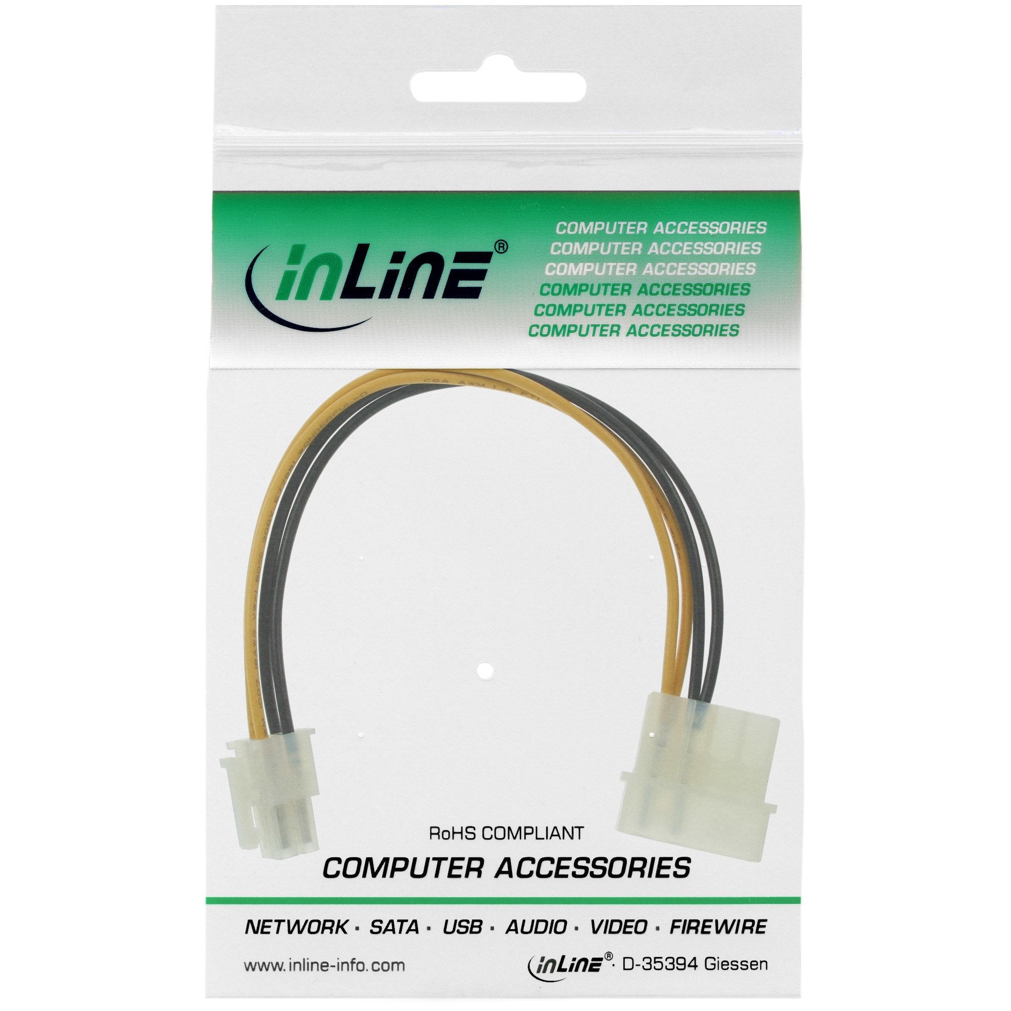 Adaptador De Cable De Alimentación De Placa Base Inline De 5,25" A 4 Pines 12 V 0,2 M