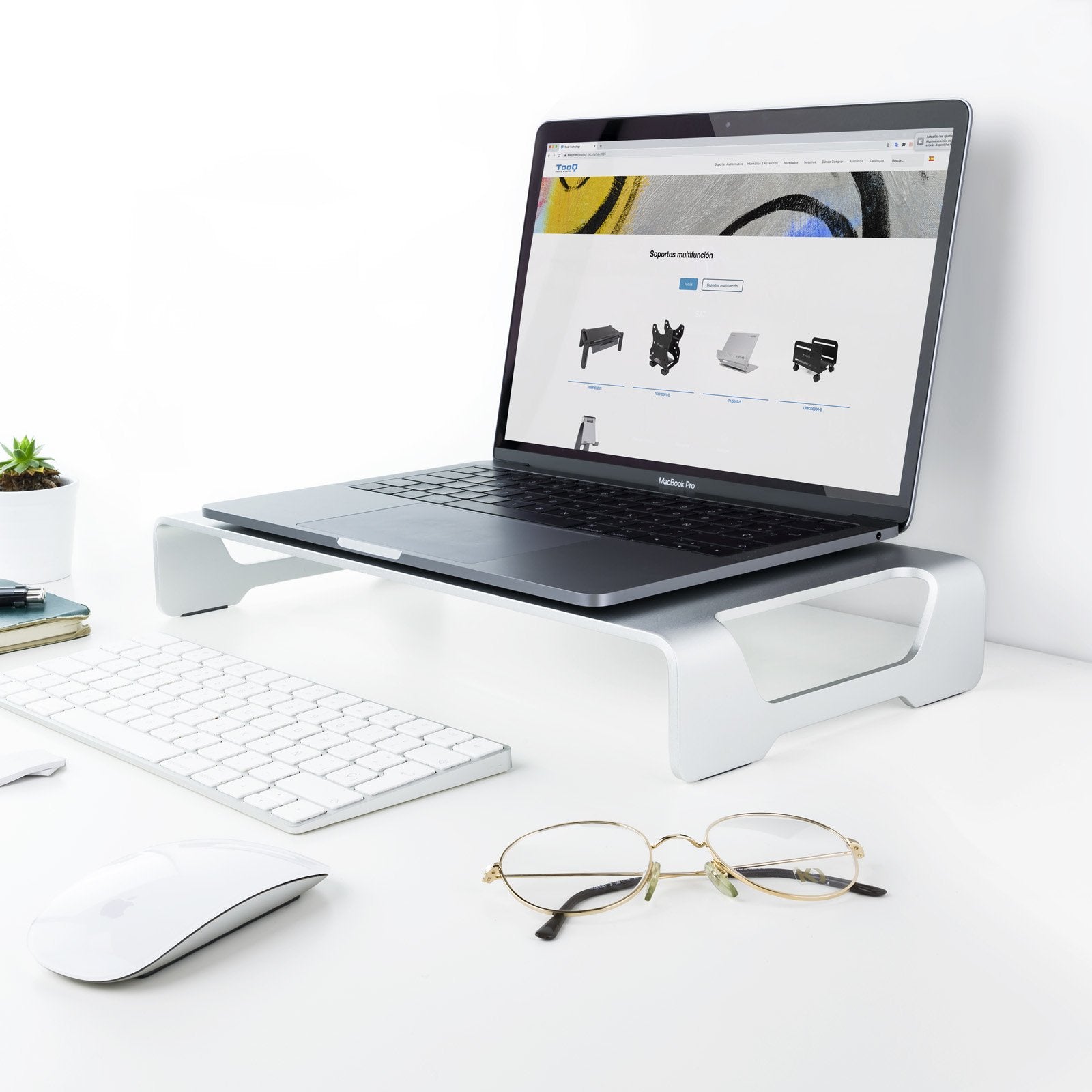 Tooq Soporte Elevador Para Monitor O Portatil Hasta 13" - Peso Max. 20kg - Aluminio