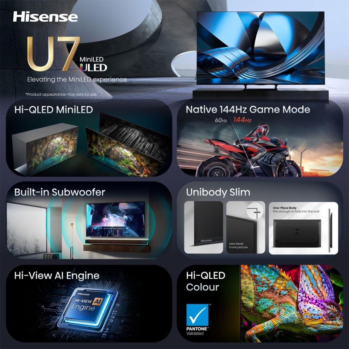 EAN 6942351433851 - Hisense 65U7SE 165,1 cm (65") 4K Ultra HD Smart TV Wifi Negro imagen 3