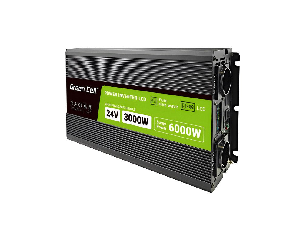 Green Cell Power Inverter 24v-230v 3000w 6000w With Lcd Display - Pure Sine Wave