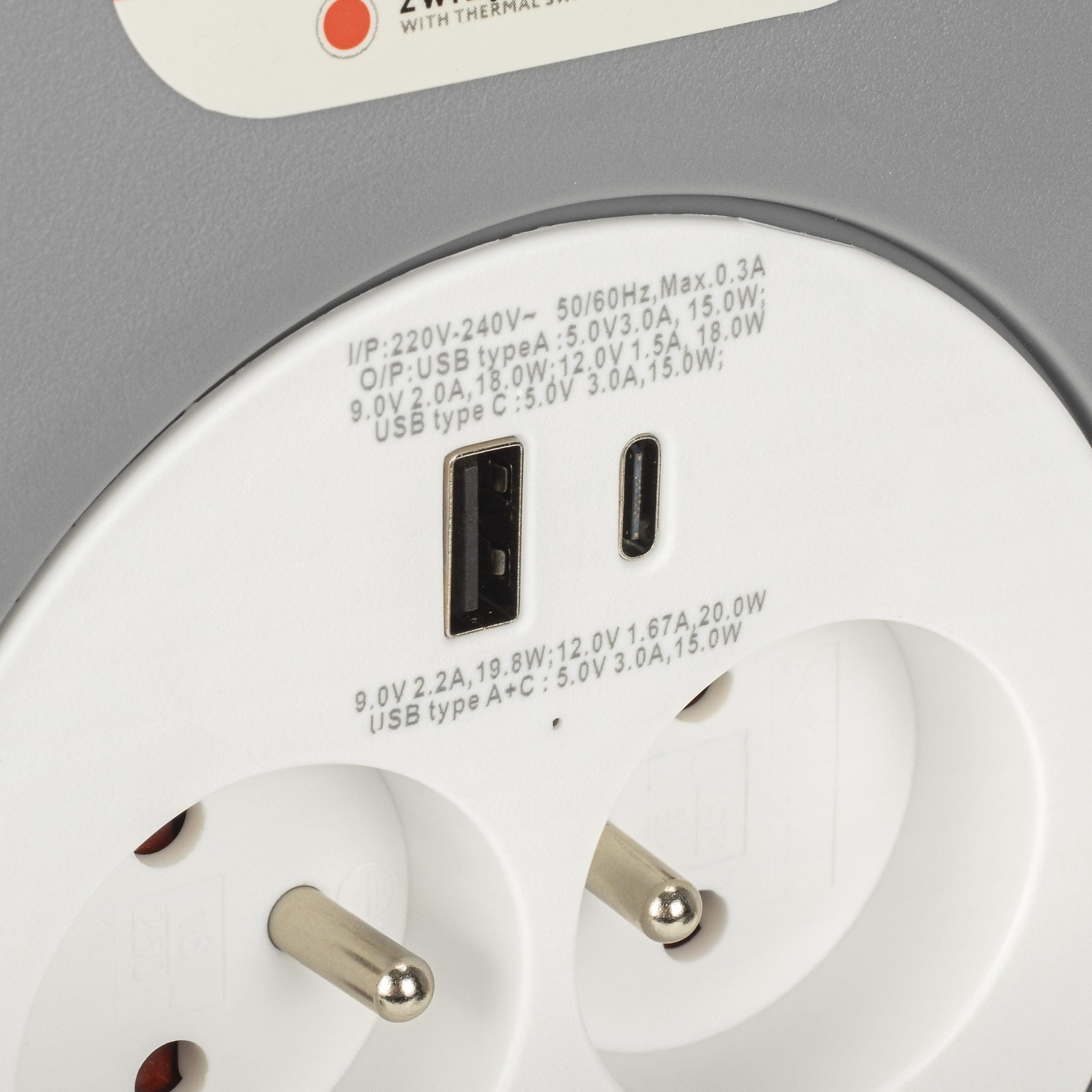 Cable De Extensión Montis Home Con Enrollador Usb De 10 M Mt 188 2 Salidas Ac
