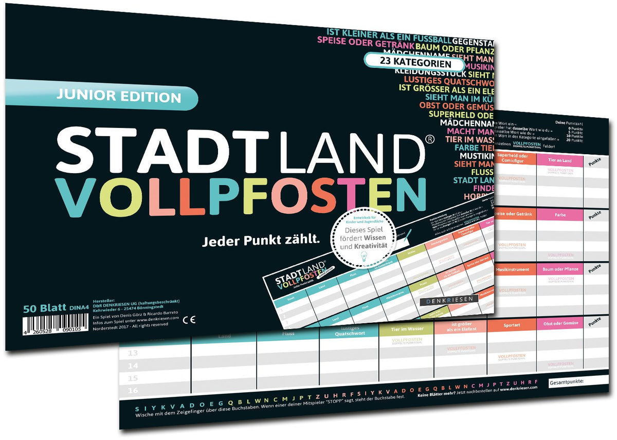 Stadt Land Vollpfosten - Junior Edition - Din A4