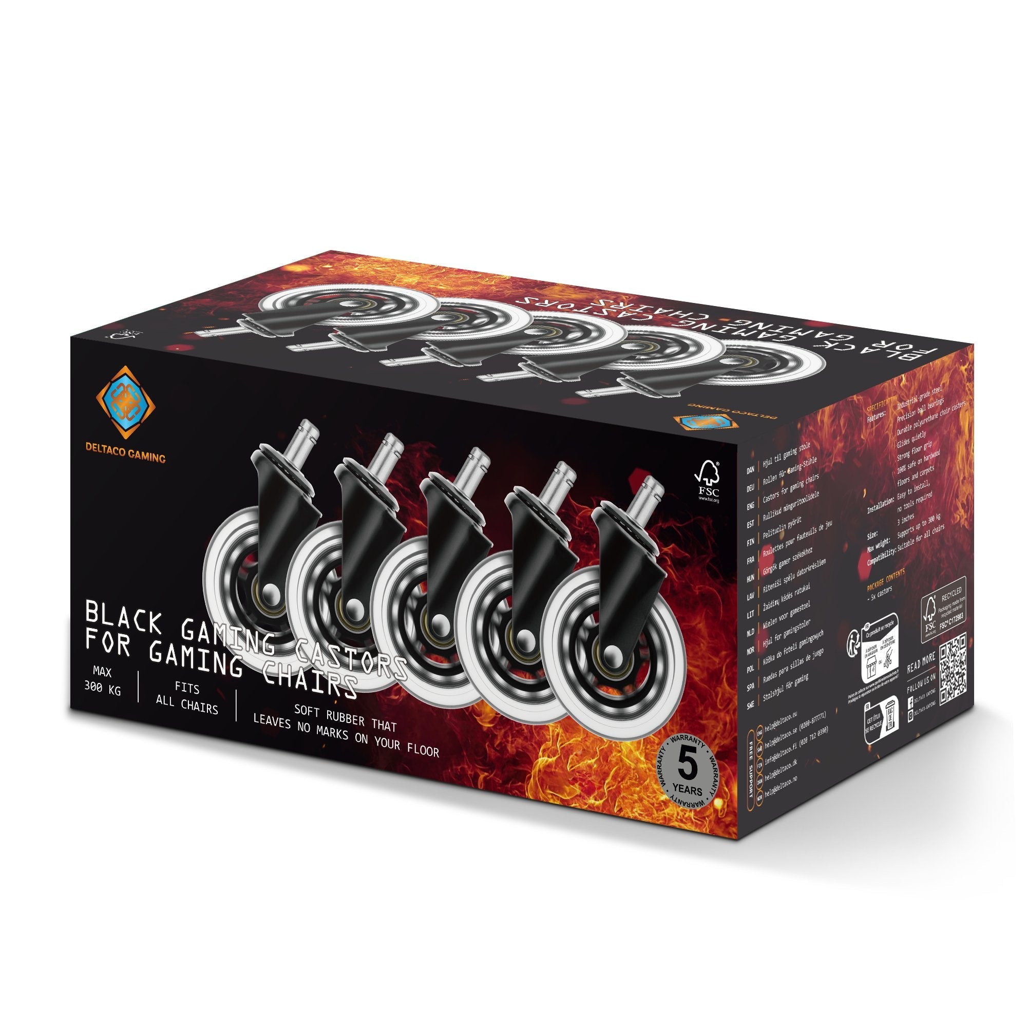 Deltaco Gam-157 Ruedas Para Silla 5 Piezas