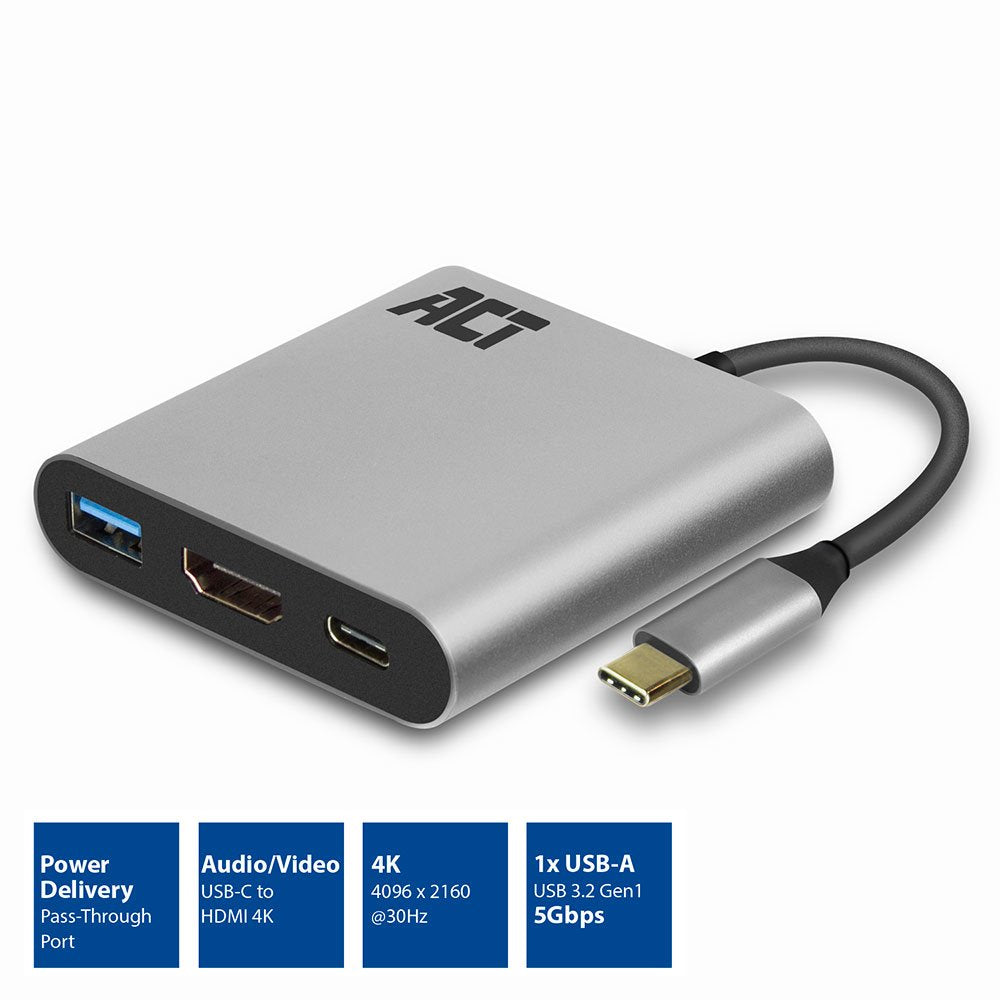 Adaptador Act Connectivity Usb C A Hdmi Usb A Usb C Pd