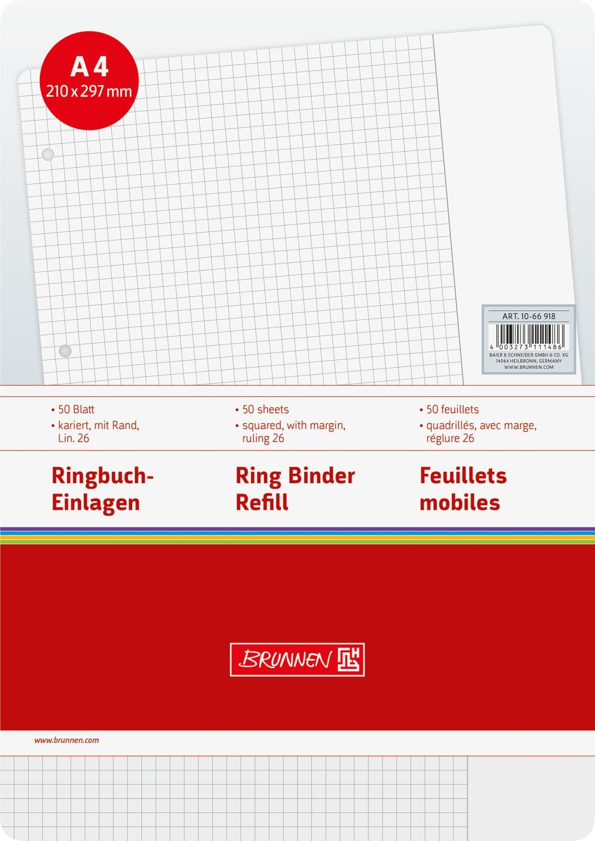 Brunnen Ringbucheinlagen A4 Cuadriculado