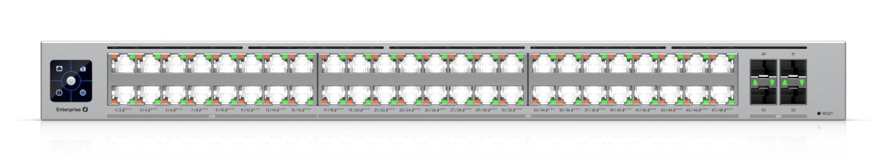 Ubiquiti Switch Unifi 16x2.5g Rj45 32x10g Rj45 4xsfp28 Managed Poe+++ 2150w 19" Rack-Mountable. 1.3" Touchscreen