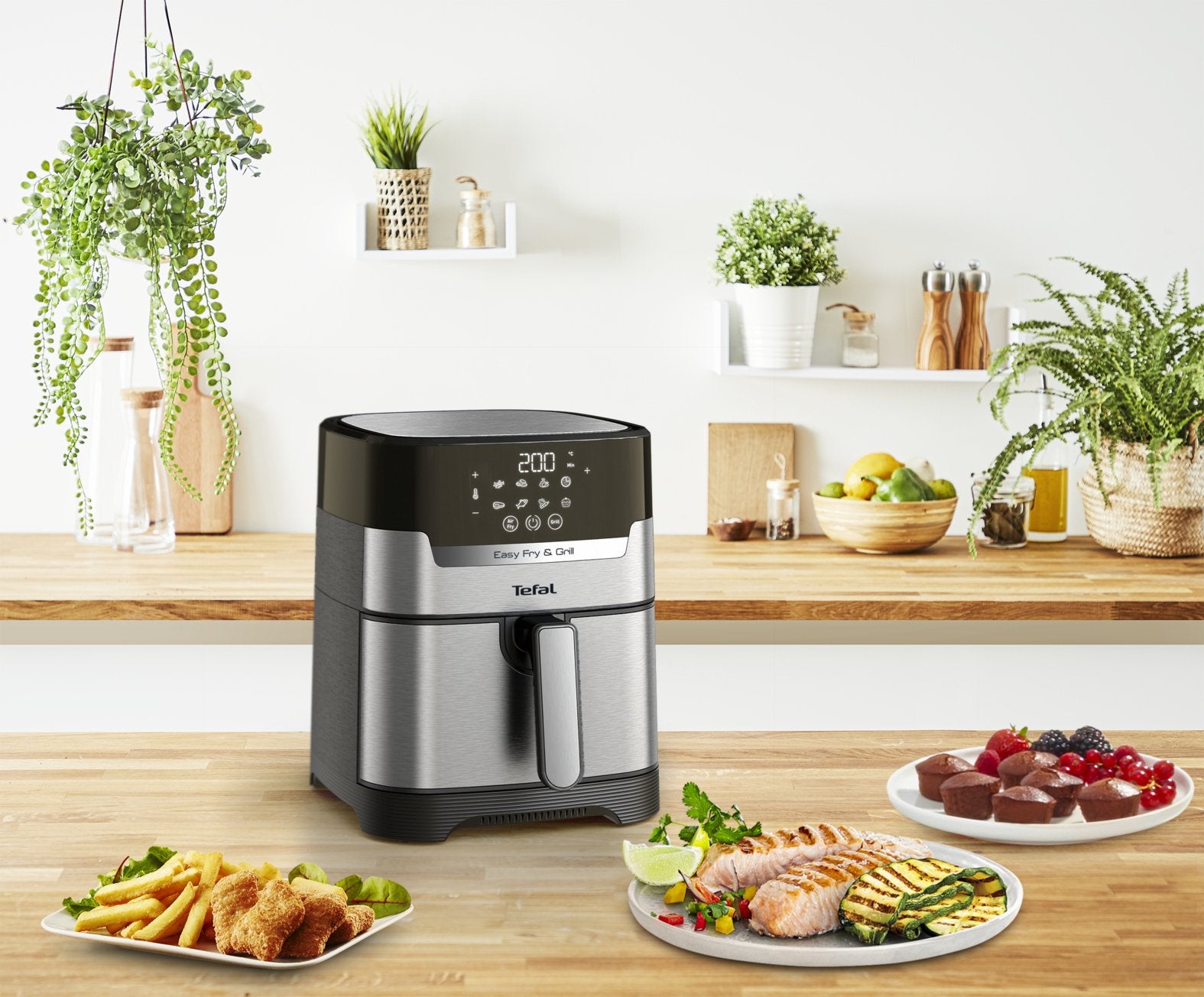 EAN 3045380020696 - Tefal Easy Fry & Grill EY505D Sencillo 4,2 L Independiente 1550 W Freidora de aire caliente Acero inoxida imagen 8