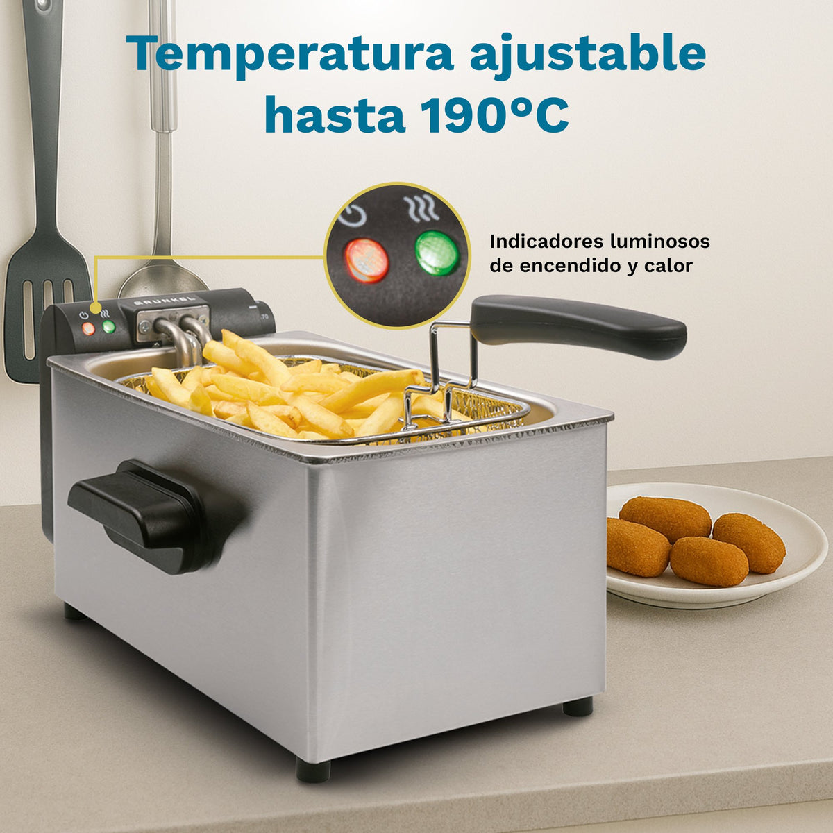 EAN 8426156018812 - Grunkel FRYPRO-3SS freidora Sencillo 3 L Independiente 2000 W Acero inoxidable imagen 4