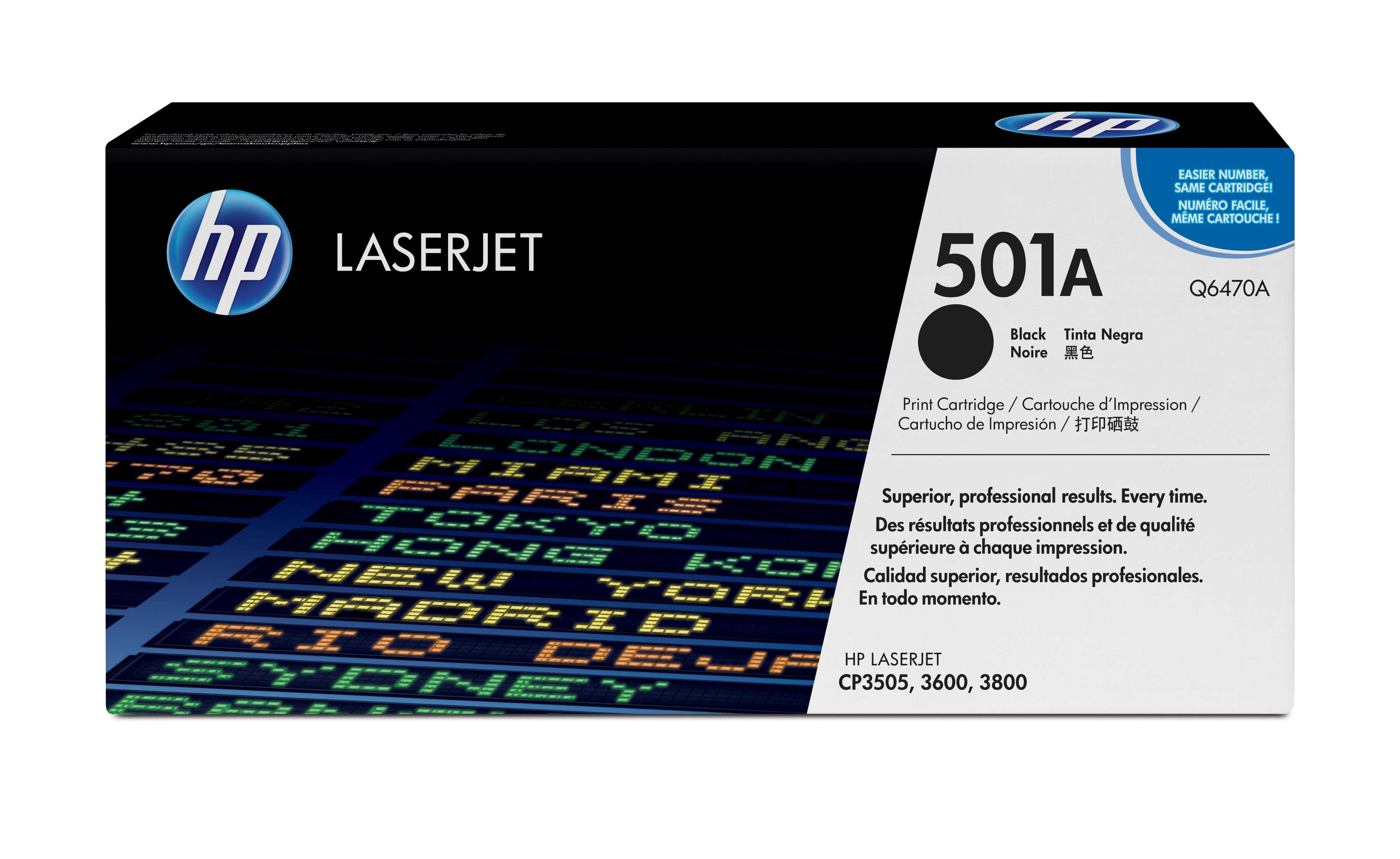 EAN 0829160703084 - HP 501A Black Original LaserJet Toner Cartridge cartucho de tóner 1 pieza(s) imagen 1