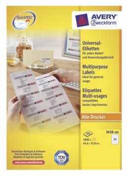 Avery Zweckform Etiquetas 3658-200 Blanco 64,6 X 33,8 Mm
