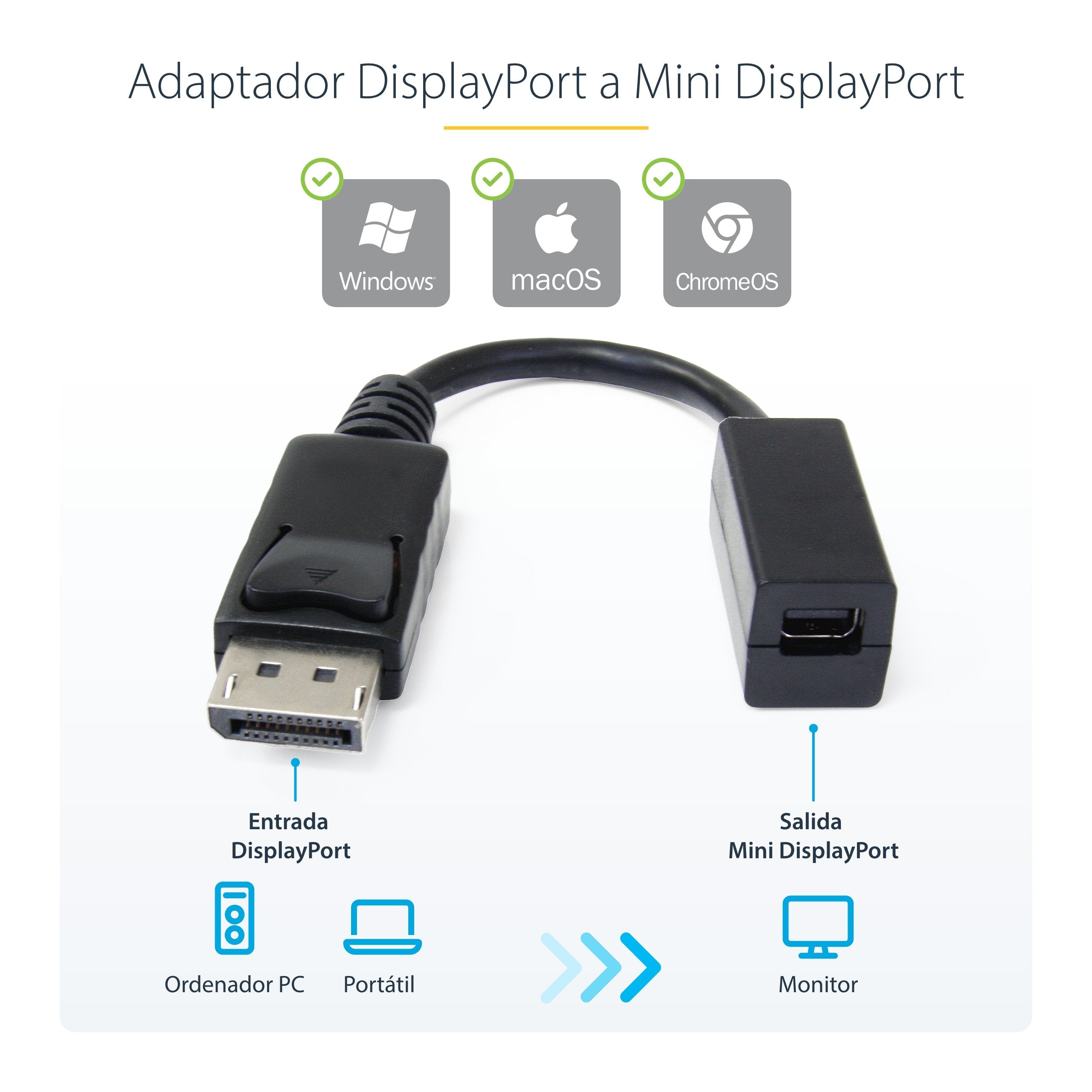 Startech Adaptador Displayport A Mini Displayport M/H 0.15m Negro