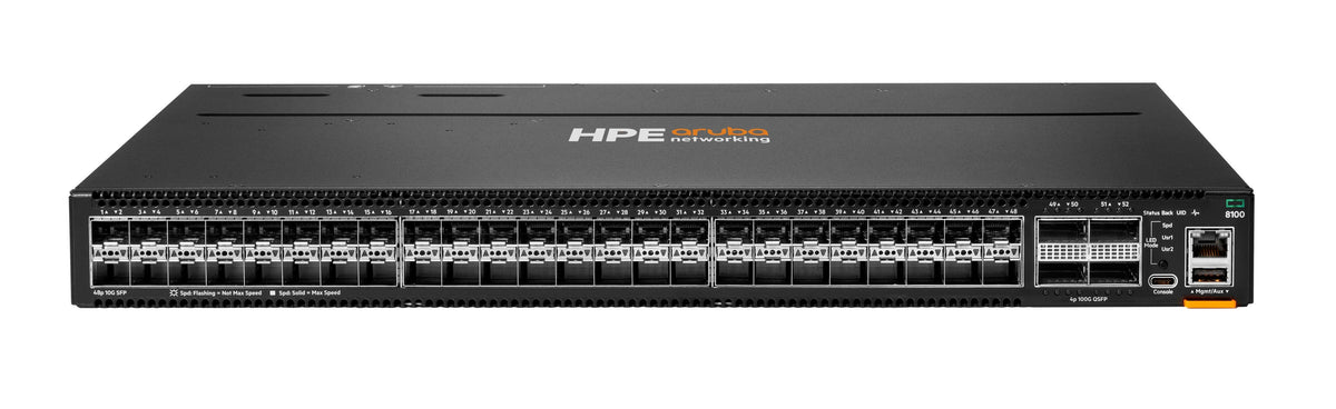 EAN 190017606606 - HPE Aruba Networking CX 8100 48x10G SFP+ 4x40/100G QSFP28 FB Airflow 3Fan 2AC PSU Switch Bdl imagen 1