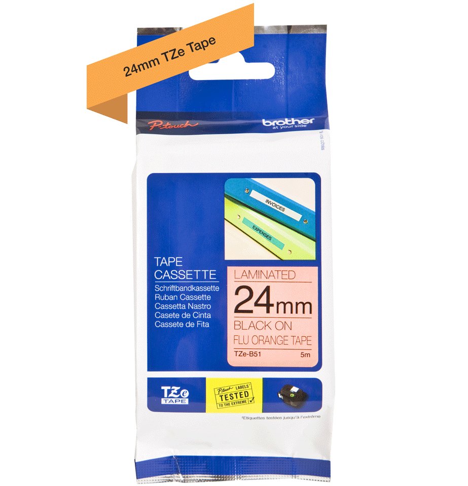 EAN 4977766692465 - Brother TZE-B51 cinta para impresora de etiquetas Negro sobre naranja fluorescente imagen 3