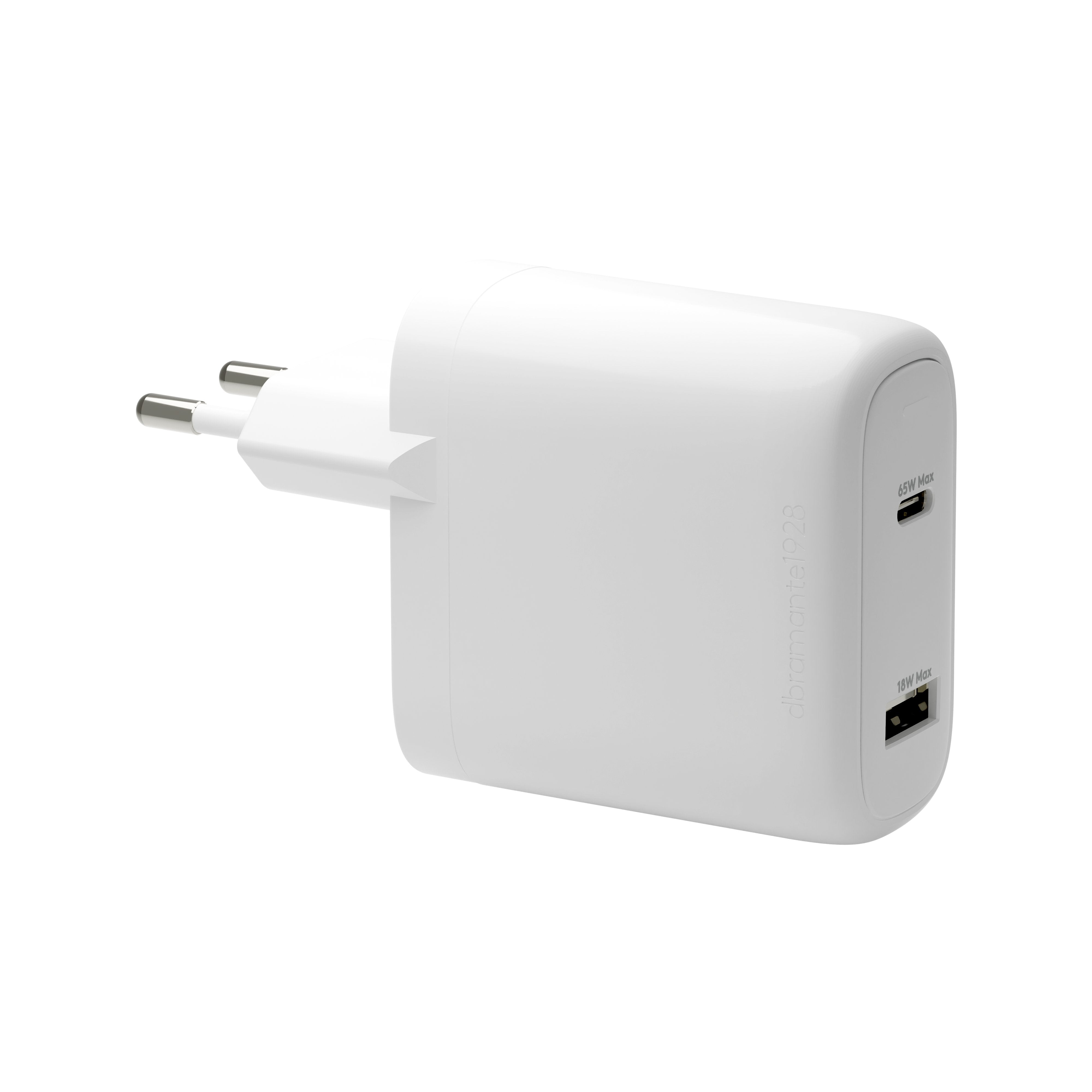 Dbramante1928 Re-Charge Adaptador De Corriente 65 Vatios 2 Conectores De Salida (24 Pin Usb-C Usb) Blanco Europa