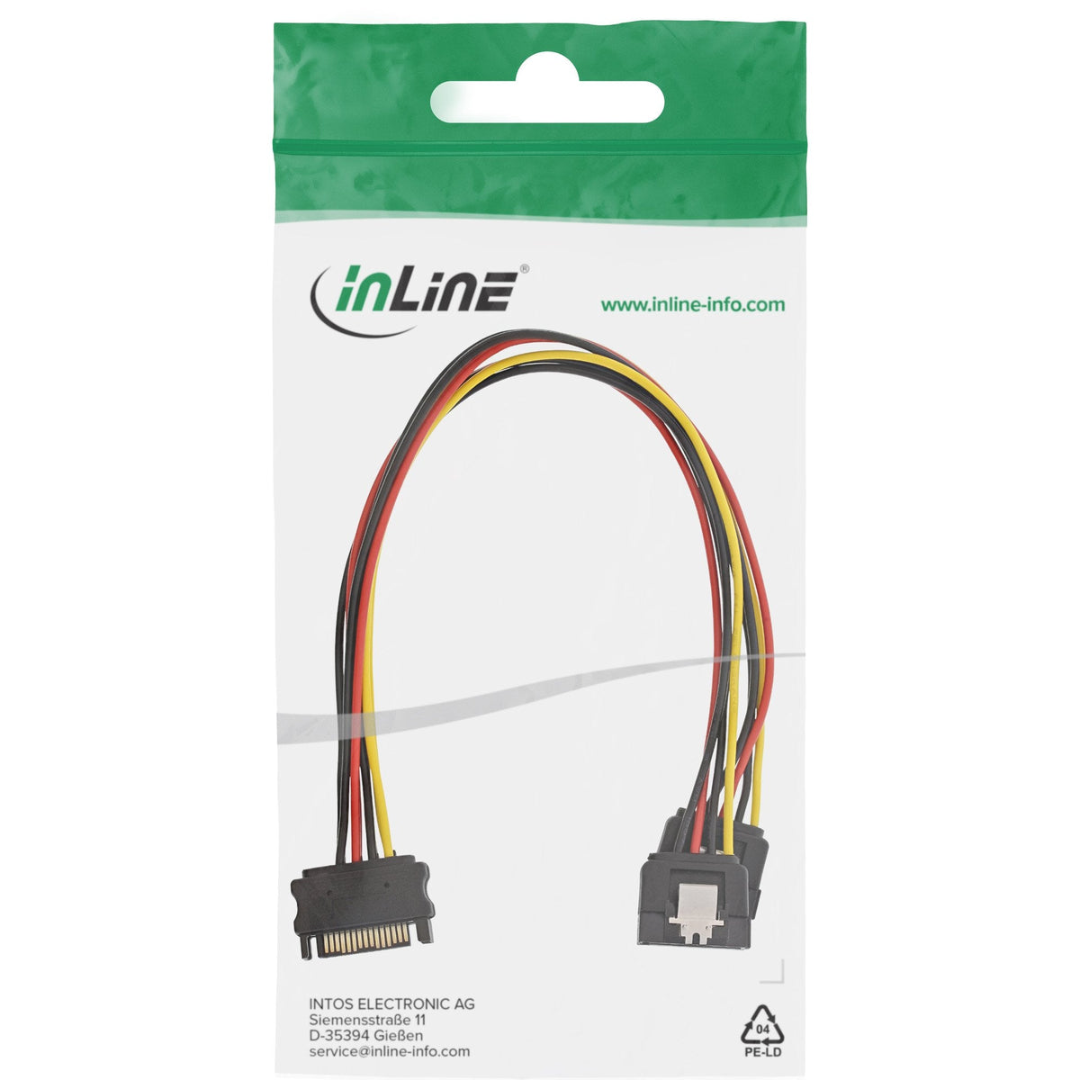 Inline Sata Power Y-Cable Hembra A 2x Macho 0.3m