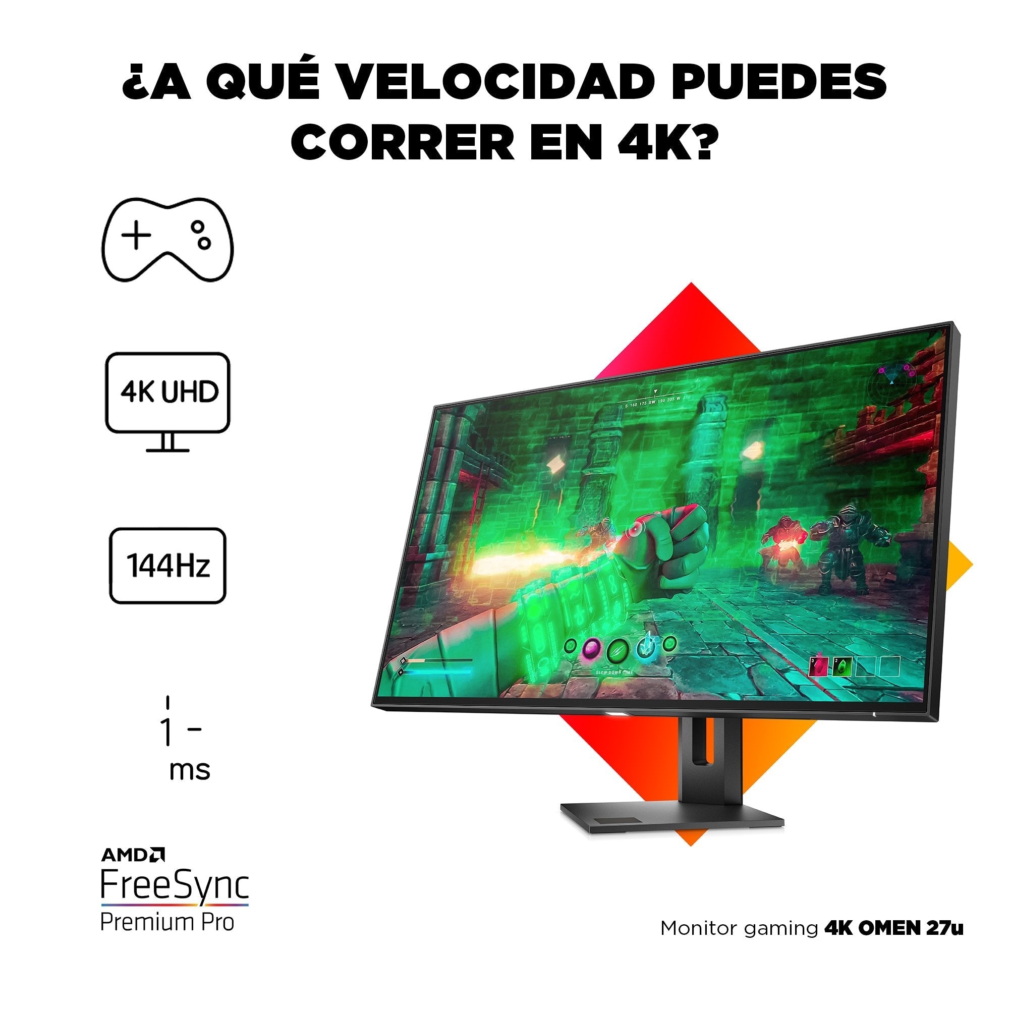 Monitor Gaming Hp Omen 27u 4k 144hz Hdr Ips 68,6 Cm (27") 3840 X 2160 Pixeles 4k Ultra Hd Lcd Gris