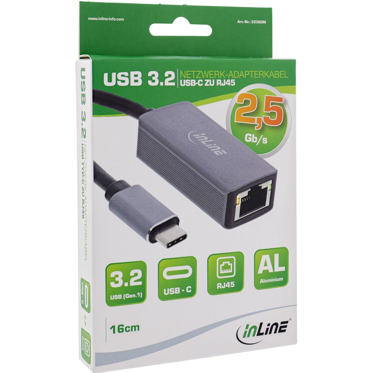 Adaptador De Red Ethernet Inline Usb 3.2 A 2.5g, Usb Tipo C A Rj45