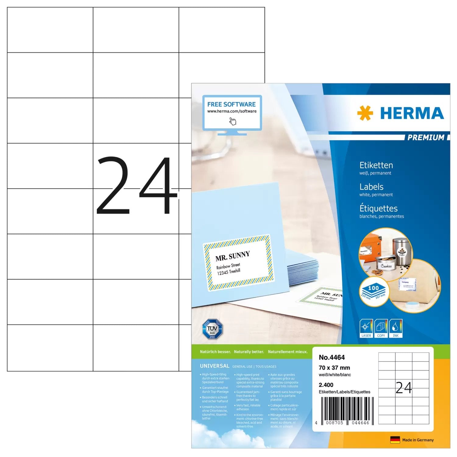 EAN 4008705044646 - HERMA 4464 etiqueta de impresora Blanco Etiqueta para impresora autoadhesiva imagen 1