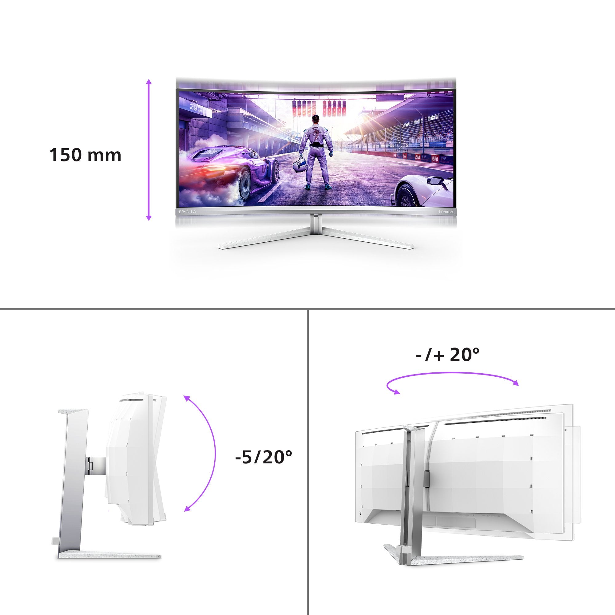 EAN 8712581798680 - Philips 34M2C8600/00 pantalla para PC 86,4 cm (34") 3440 x 1440 Pixeles Wide Quad HD OLED Blanco imagen 3