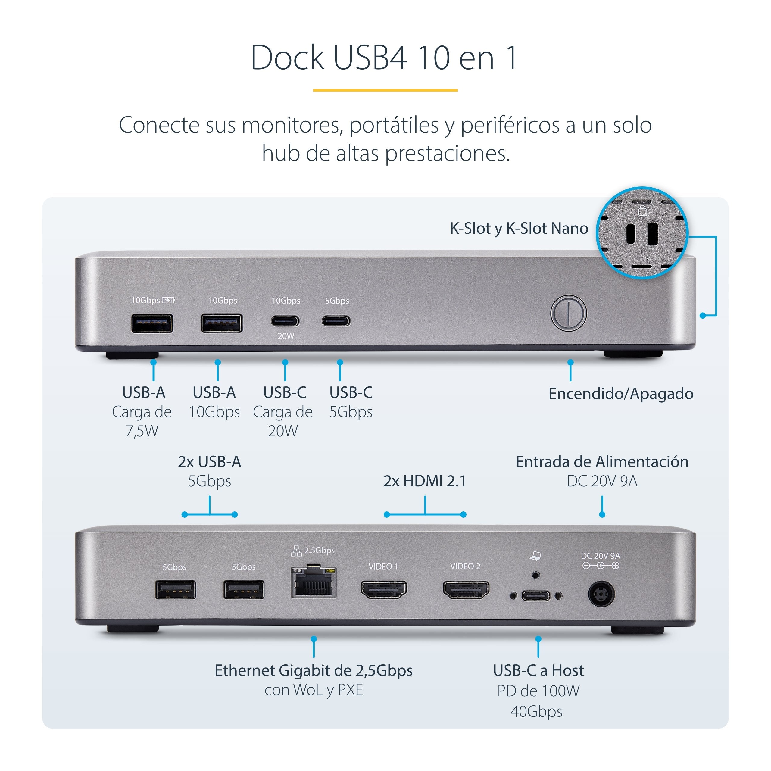 Startech.Com Usb4 Docking Station, Usb-C 40gbps, Dual Video Hdmi, Up To 2x 4k 60hz 4:4:4 (Rgb) Or 2x 4k 120hz 4:2:2, Mul