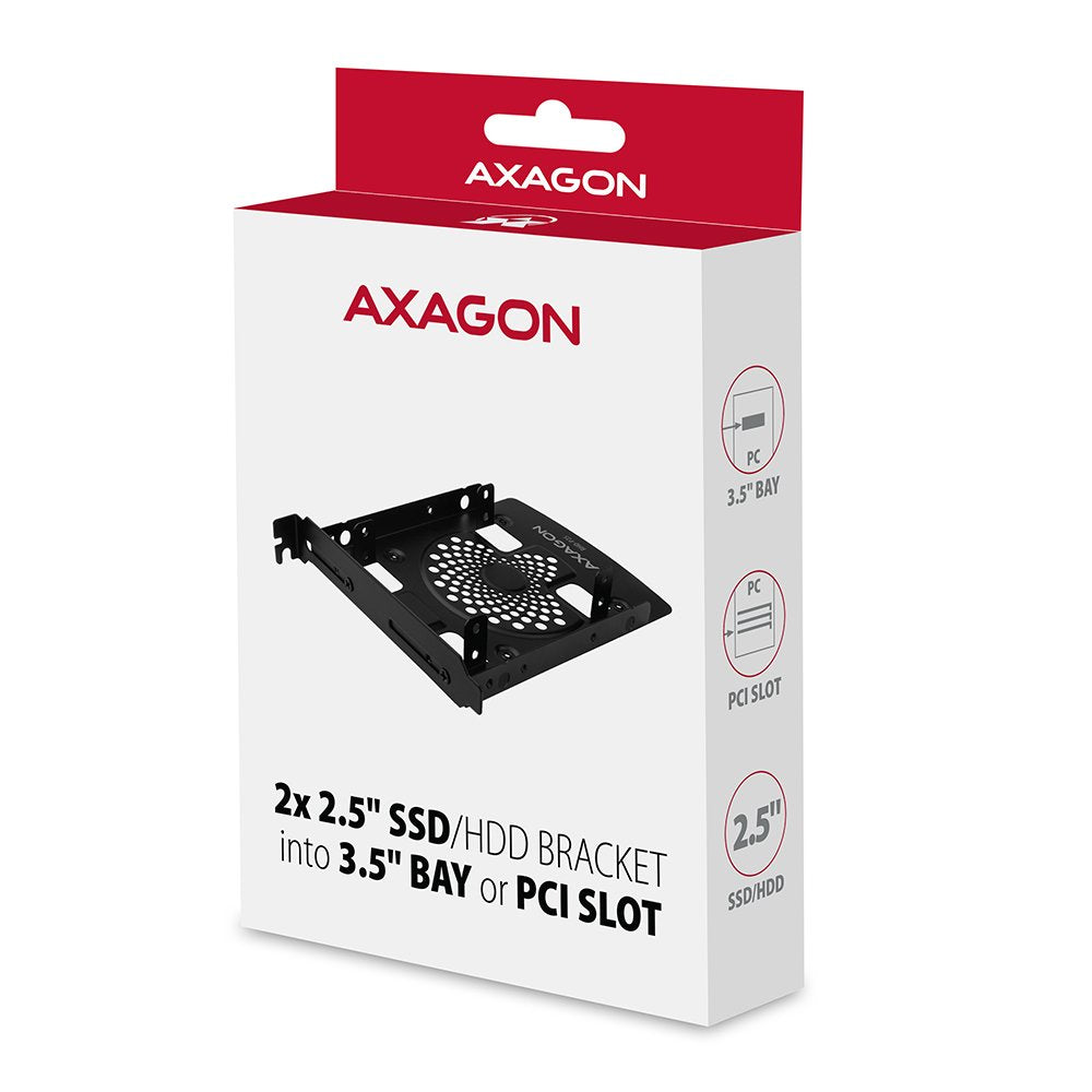 Axagon Rhd-P25, Marco De Aluminio Para 2x 2,5 "Hdd / Ssd Hasta 3,5" Posicion O Tapones Ciegos Pci