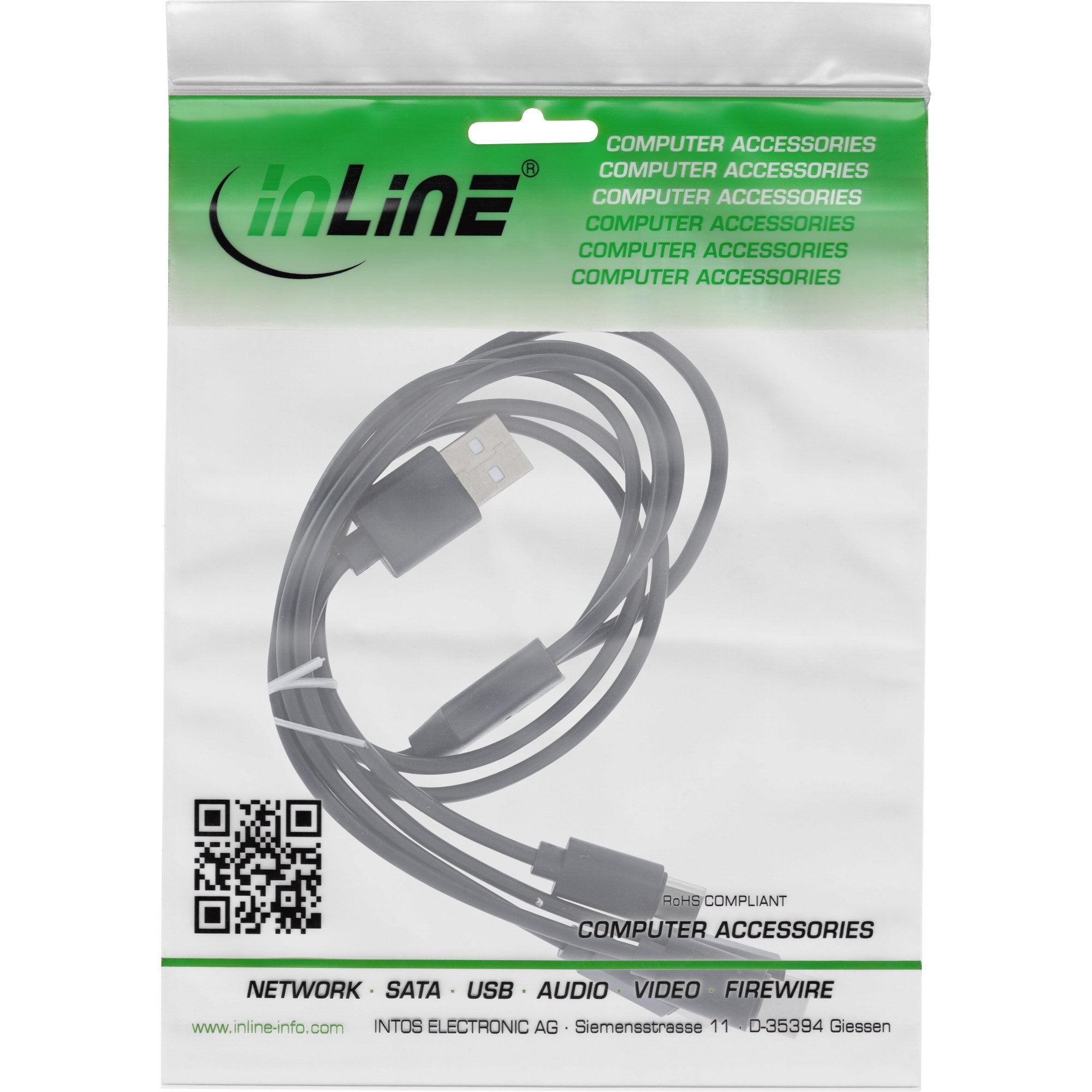 Inline® Usb 4in1 Y-Charging Cable, 1x Usb-A Macho A 4x Usb-C Male, Negro 0.5m