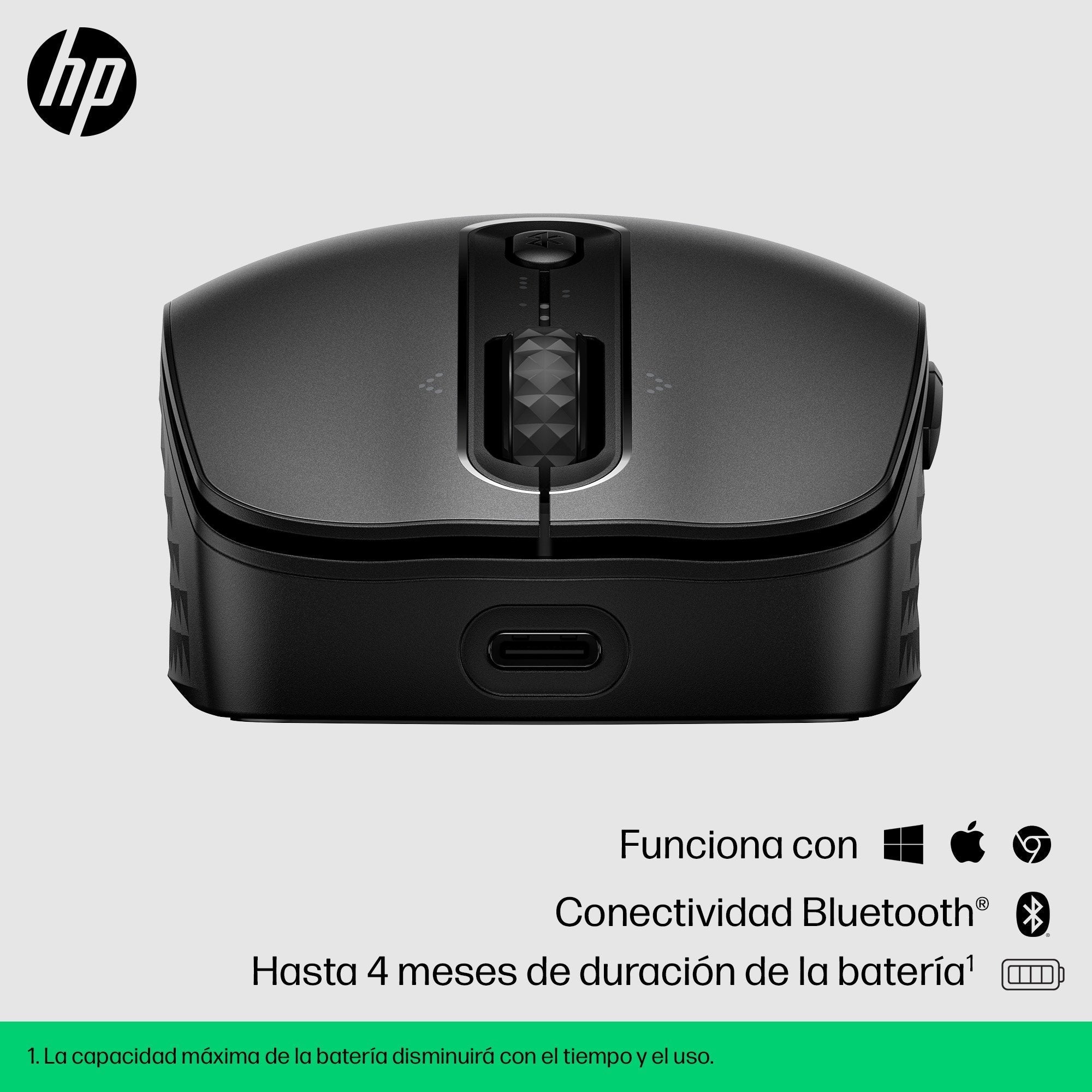 Ratón Hp 695 Qi-Charging - 7 Botones - Inalámbrico - Bluetooth - Negro