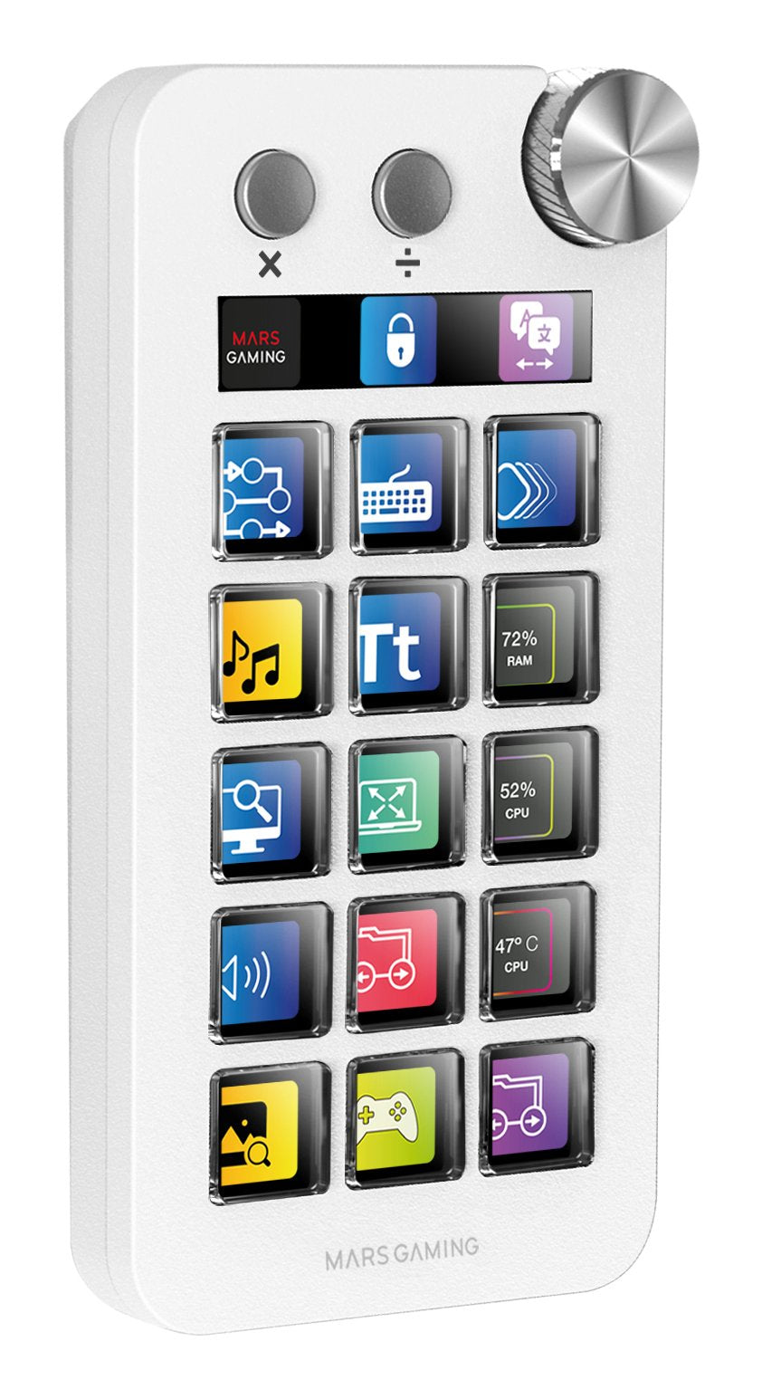 Control Deck Mars Gaming Msd-Neo 15 Teclas Lcd 1 Rueda 2 Botones Blanco