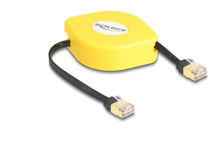 Delock 80239 Cable Retráctil Rj45 Cat.6a Stp 1,5 M, Negro / Amarillo