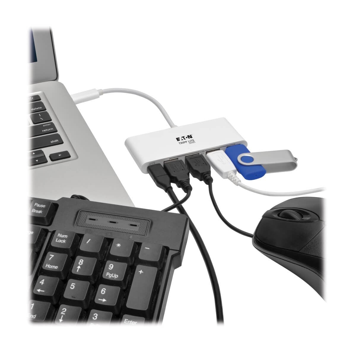 Eaton Tripp Lite 4-Port Usb-C Hub With Power Delivery Usb-C To 4x Usb-A Ports Usb 3.0 White