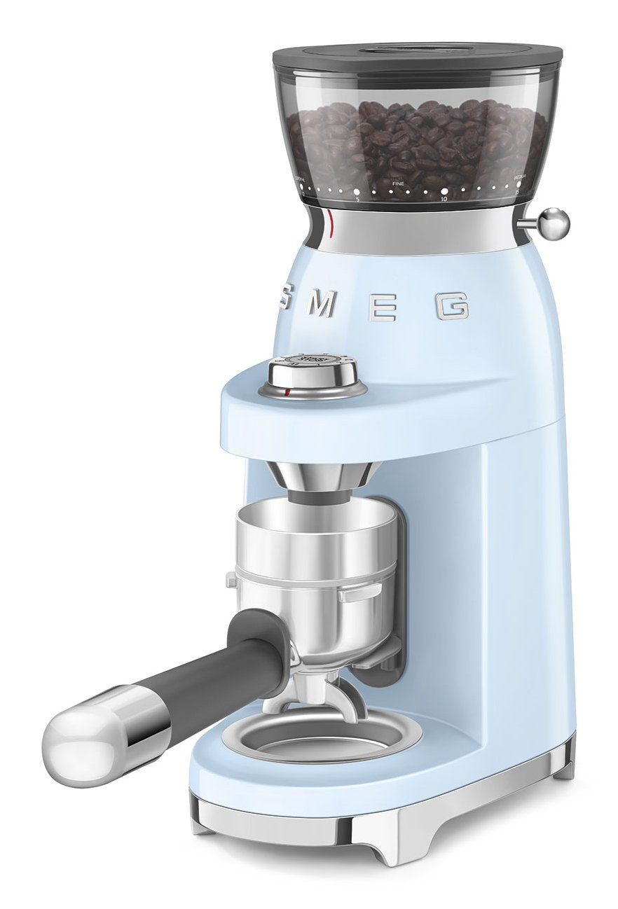 Molinillo De Café Smeg Cgf03pbeu, 15 Niveles De Molienda, Depósito De 240 G, 150 W, Azul Claro.