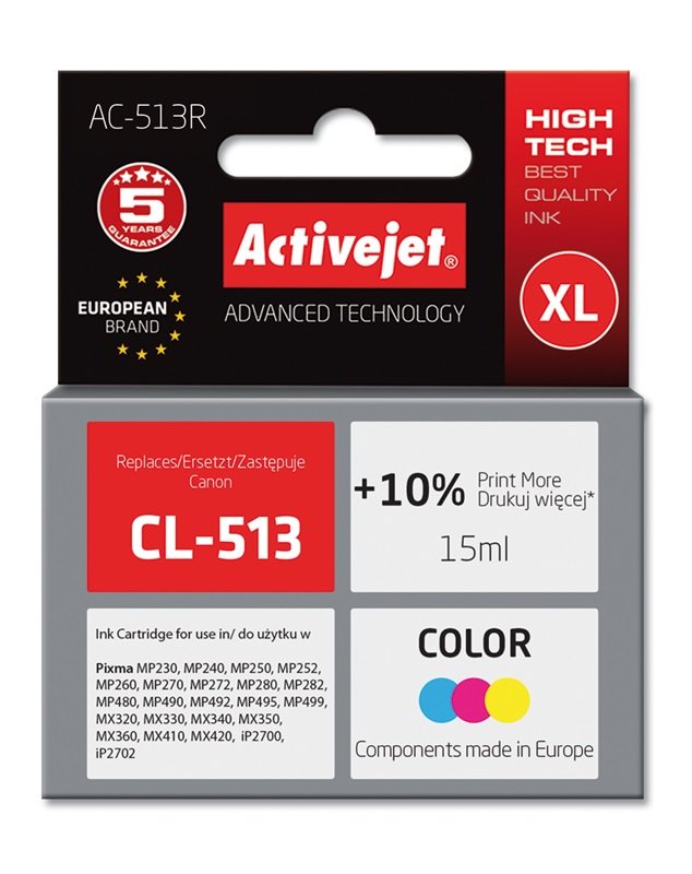EAN 5901452157944 - Activejet AC-513R cartucho de tinta 1 pieza(s) Compatible Alto rendimiento (XL) Cian, Magenta, Amarillo imagen 2